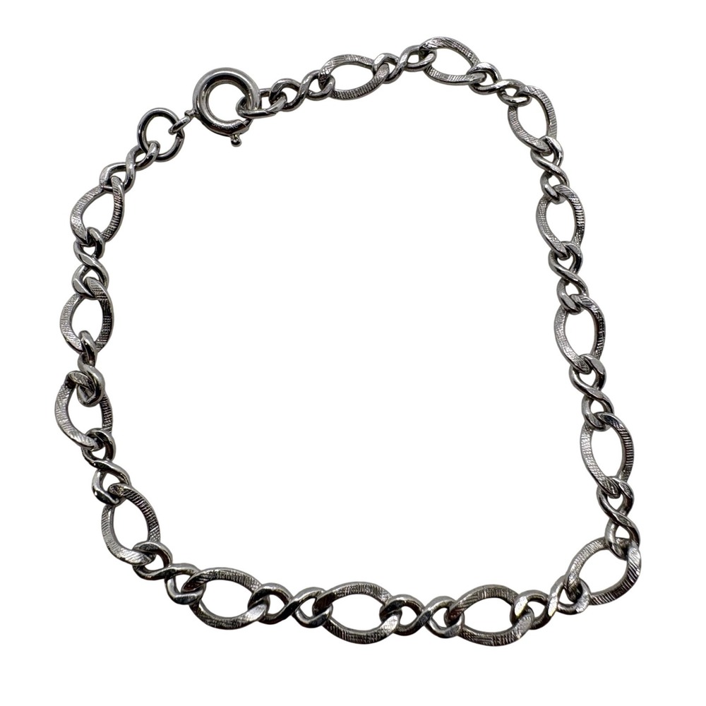 Vintage Sterling Silver Textured Infinity Link Chain Bracelet 7 Inch 4.31g